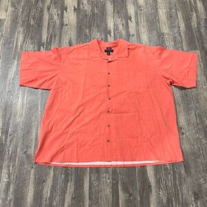 Pronto Uomo mens silk blend short sleeve button front shirt